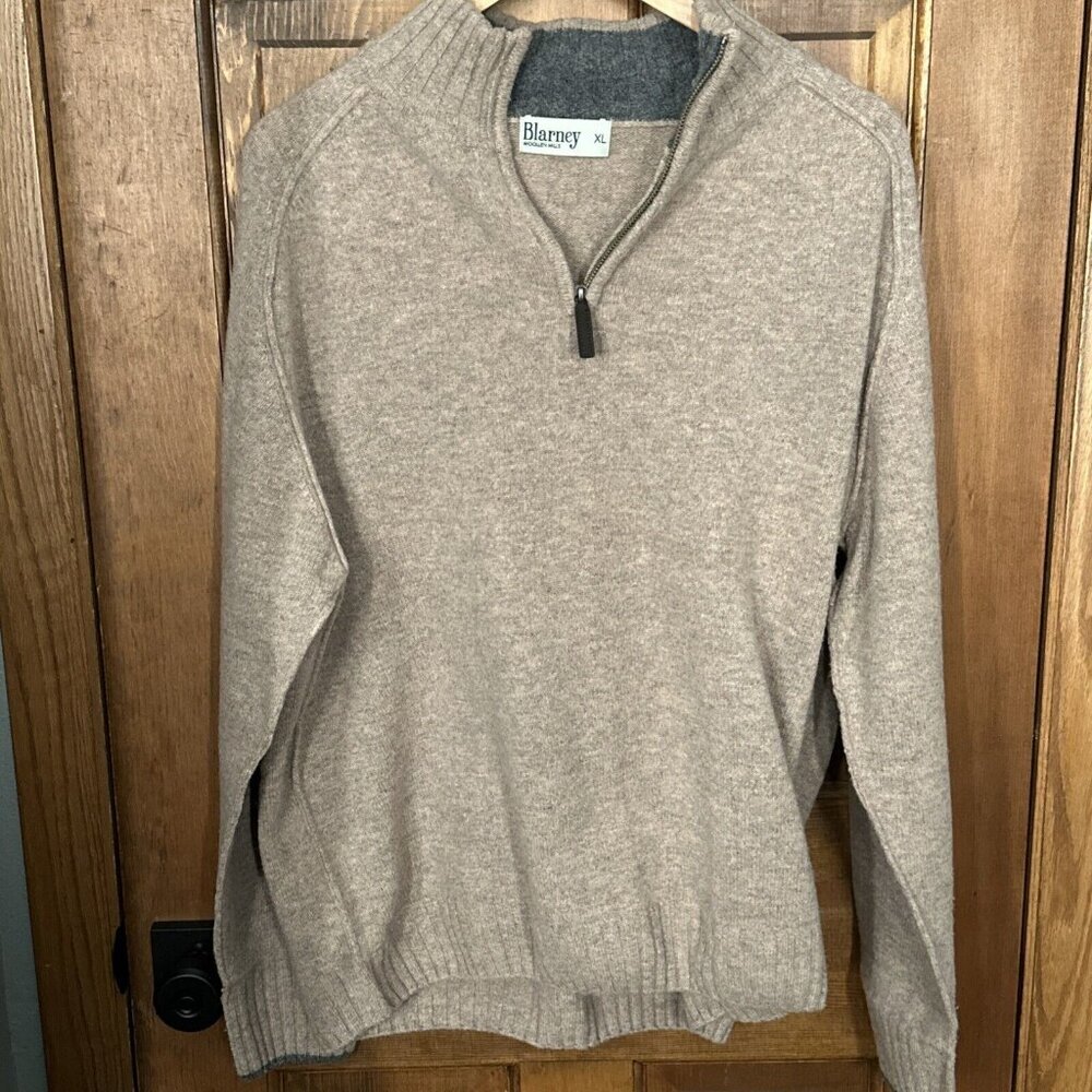 Men's Beige Quarter-Zip Sweater
